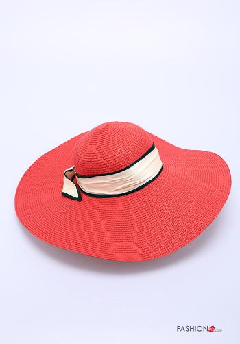  Sombrero de playa con cinta  Rojo