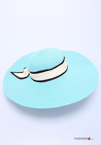  beach Hat with ribbon Cyan