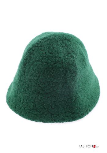  faux fur Wool Mix Hat  Bottle green