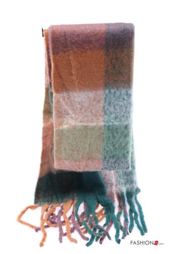  Striped Scarf with fringe Brown