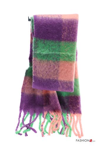  Striped Scarf with fringe Purple