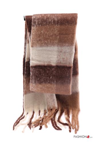  Striped Scarf with fringe Pale browne