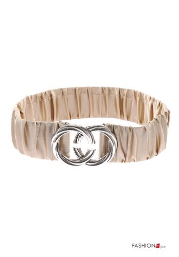  Cintura ecopelle con elastico  Beige