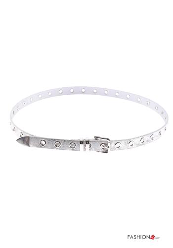  faux leather adjustable Belt  Silver
