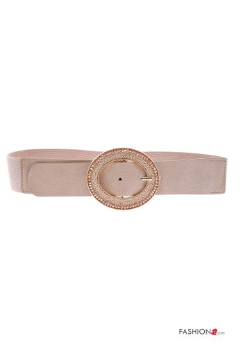  Cintura con strass con elastico  Beige