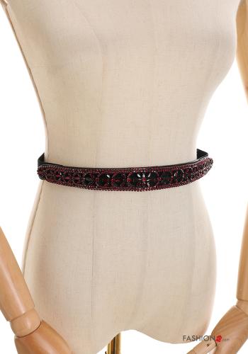  Cintura con strass  Rosso
