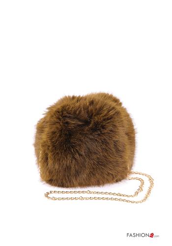  faux fur Bag with shoulder strap Light Olive-beige