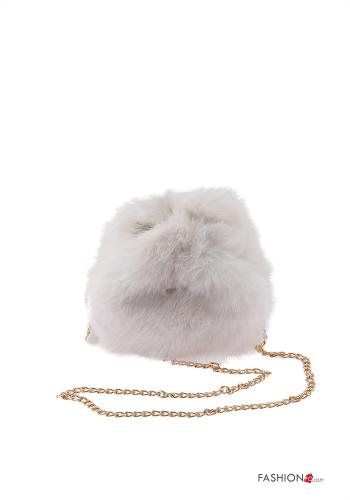  faux fur Bag with shoulder strap White
