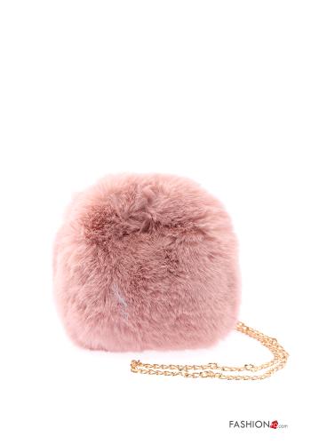  faux fur Bag with shoulder strap Pink