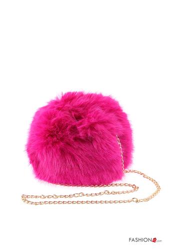  faux fur Bag with shoulder strap Fucsia