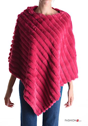  faux fur Poncho  Fucsia