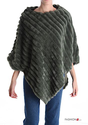  faux fur Poncho  Bottle green