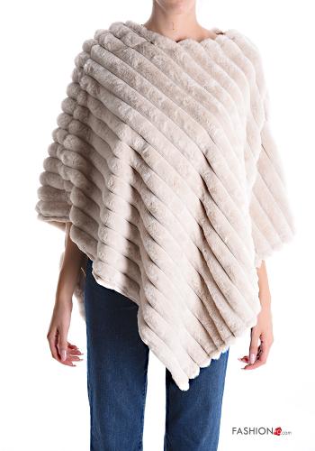  faux fur Poncho  Beige