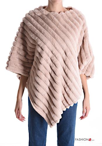  faux fur Poncho  Pink