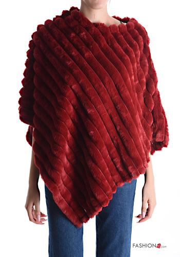  faux fur Poncho  Bordeaux