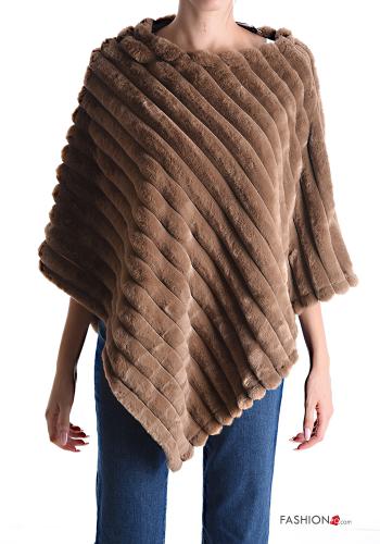  faux fur Poncho  Camel
