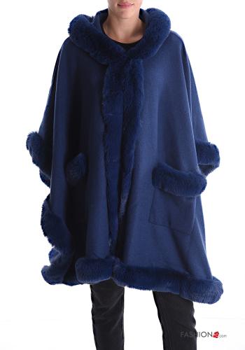  faux fur Cape with pockets Midnight blue