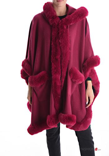  faux fur Cape with pockets Fucsia