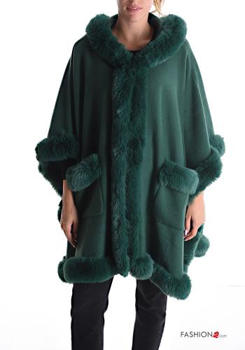  faux fur Cape with pockets Tea leaf