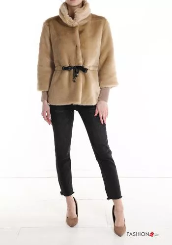  faux fur Jacket with drawstring