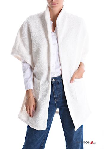  Spolverino maniche corte con tasche senza fodera  Bianco