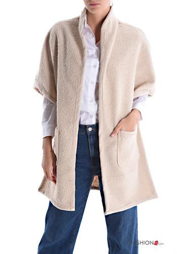  Spolverino maniche corte con tasche senza fodera  Beige