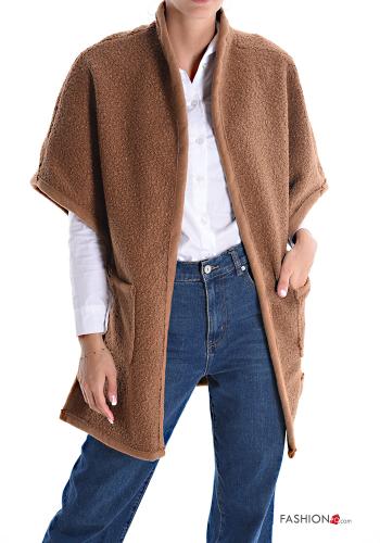  Spolverino maniche corte con tasche senza fodera  Marrone