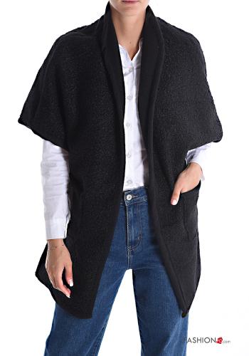  Spolverino maniche corte con tasche senza fodera  Nero