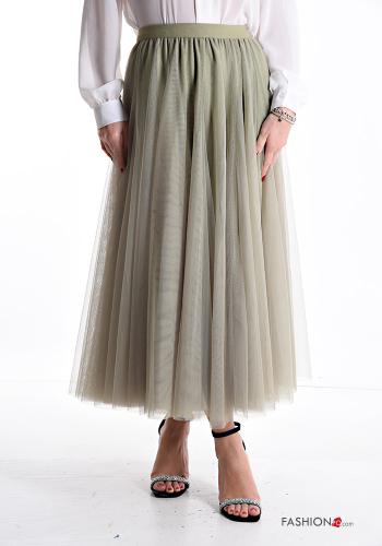  tulle Longuette Skirt with elastic Light olive