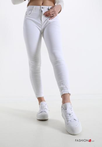  Jeans aus Baumwolle mit Taschen Weiß