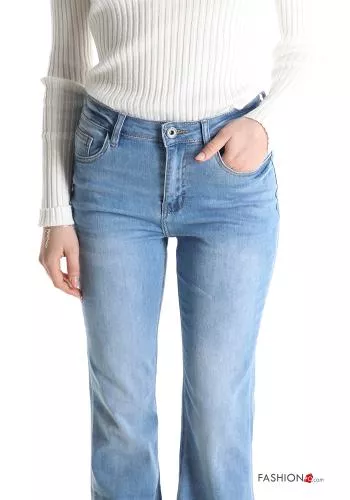  ausgestellte Jeans aus Baumwolle mit Taschen