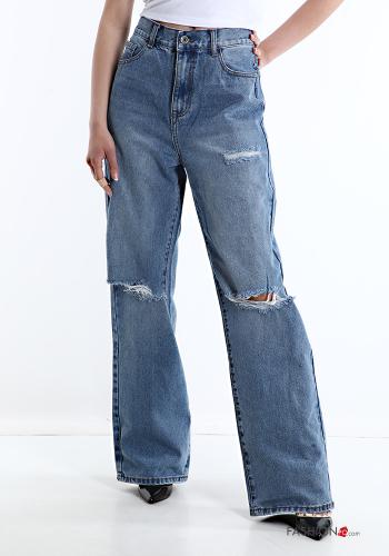  Jeans aus Baumwolle mit Taschen Hellblau
