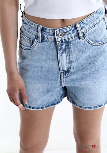  denim Cotton Shorts with pockets