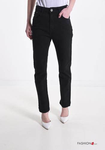  Jeans in Cotone con tasche  Nero