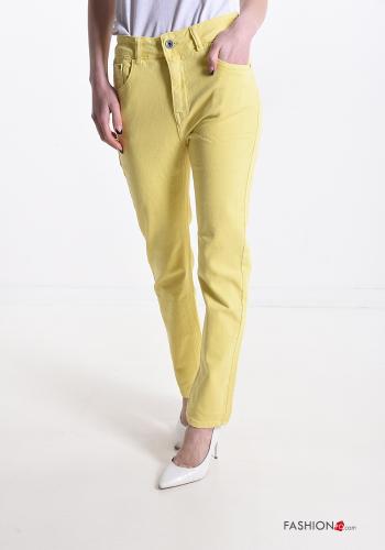  Jeans in Cotone con tasche  Giallo