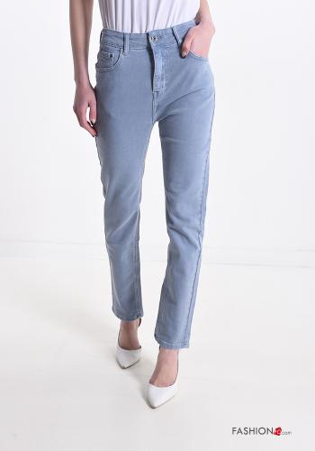 Jeans in Cotone con tasche  Azzurro fiordaliso