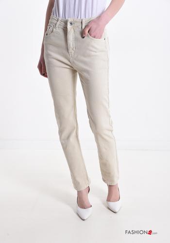  Jeans in Cotone con tasche  Beige