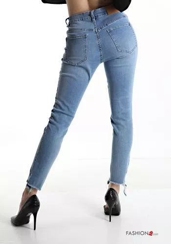  Jeans in Cotone skinny con tasche con frange 