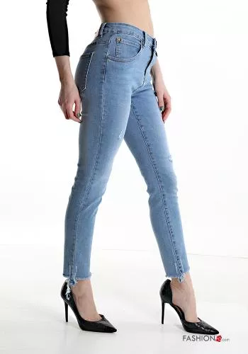  Jeans in Cotone skinny con tasche con frange 