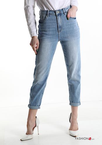  high waist Cotton Jeans with pockets