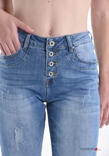  Cotton Jeans with buttons with pockets