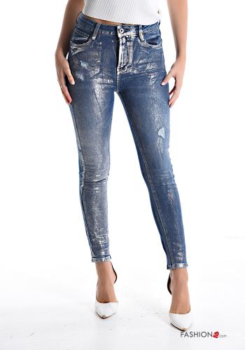 skinny metallisiert Jeans mit Taschen