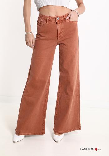  Jeans in Cotone con tasche  Marrone-rosso