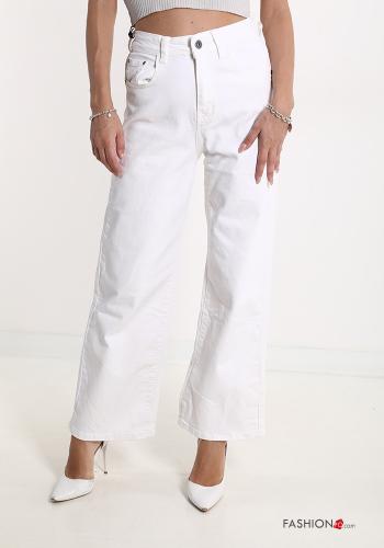 Jeans in Cotone con tasche  Bianco