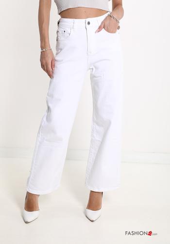  Jeans en Coton avec poches  Blanc Crème