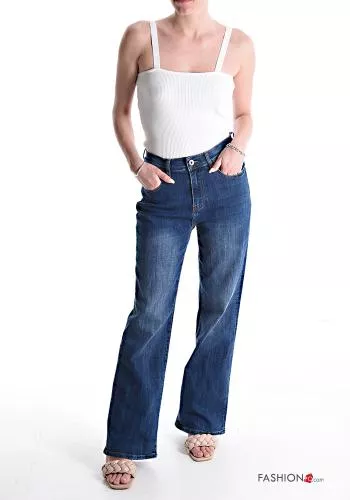  wide leg Cotton Jeans with pockets
