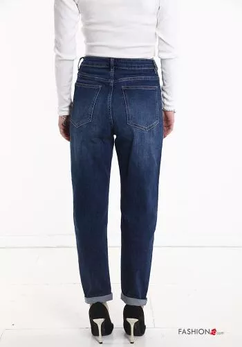  high waist Cotton Jeans with pockets