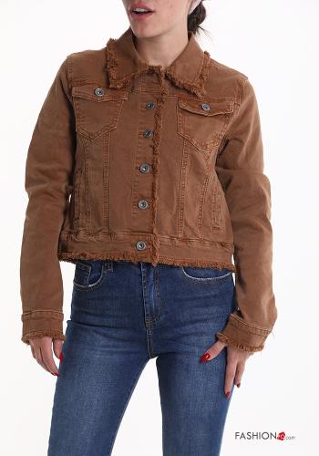  Cotton Jacket with buttons with fringe with pockets