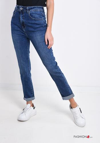 Jeans in Cotton  with pockets Blue