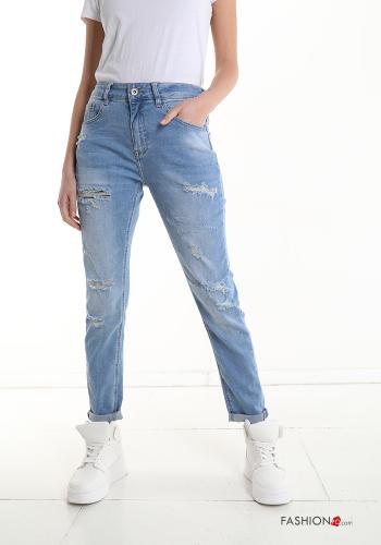  Jeans in Cotone con tasche  Azzurro Savoia